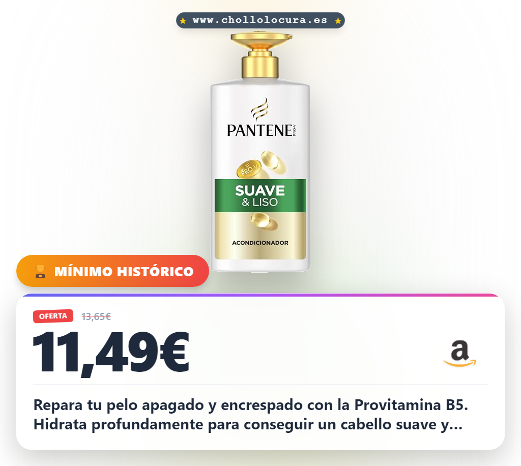 Aprovecha el acondicionador Pantene Pro-V Suave y Liso 800ml para pelo encrespado en oferta histórica