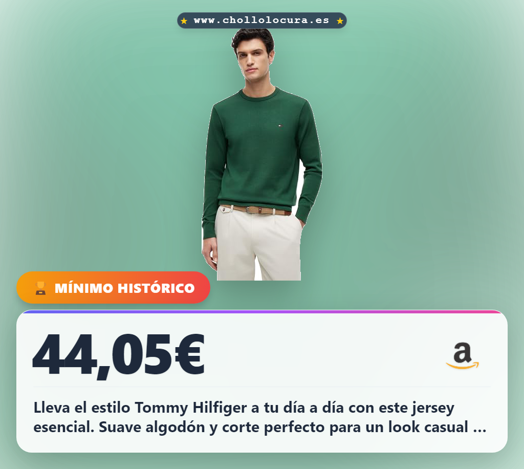 Consigue el Jersey Tommy Hilfiger Essential Cotton Crew Neck en verde callejero al mejor precio