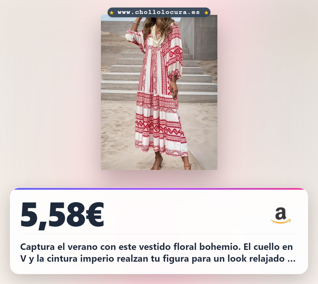Aprovecha estos vestidos bohemios de verano para mujer con cuello en V y manga abombada. ¡Fluido y floral!
