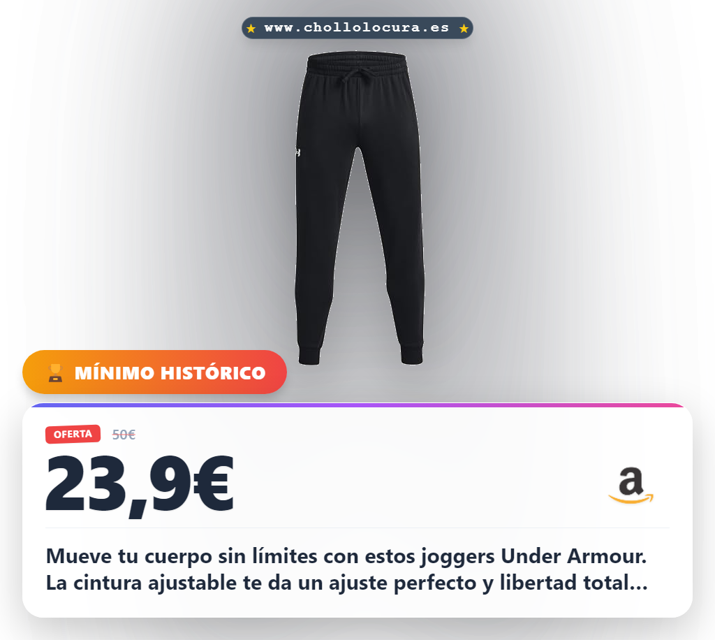 Aprovecha los joggers Under Armour Rival en negro y blanco para máxima libertad de movimiento