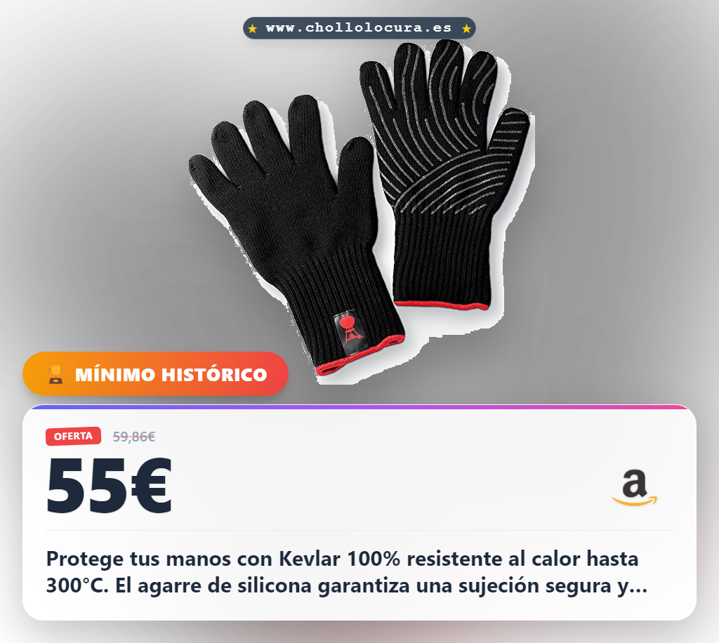 Aprovecha estos guantes de Kevlar resistentes al calor para barbacoa con agarre de silicona en la palma