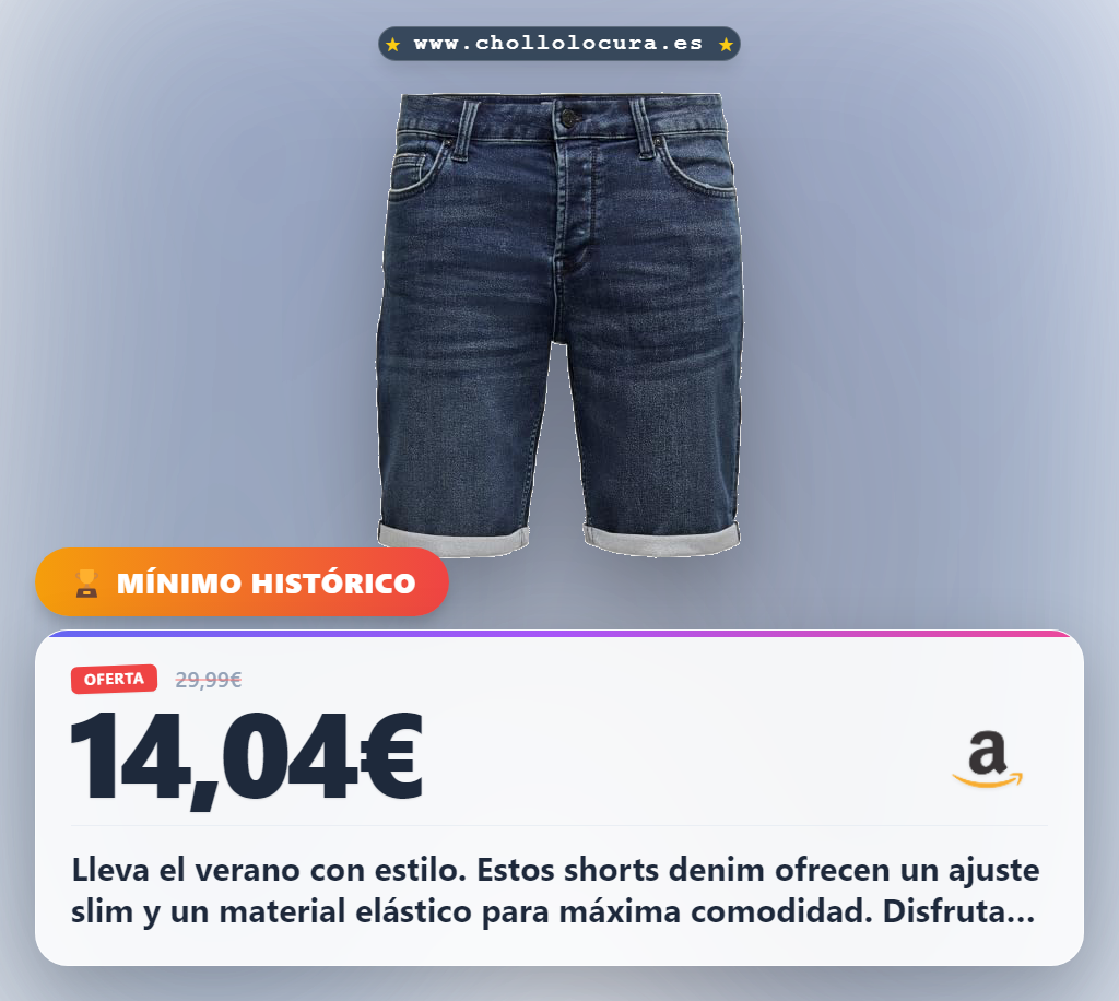 Consigue pantalones cortos hombre denim azul slim fit con 5 bolsillos en oferta histórica