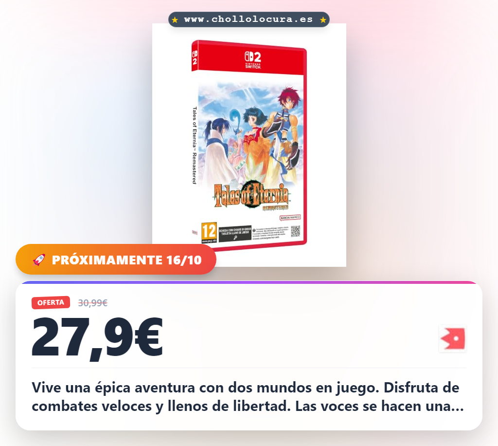 Aprovecha Tales Of Eternia Remastered para Nintendo Switch con combates épicos y voces emotivas