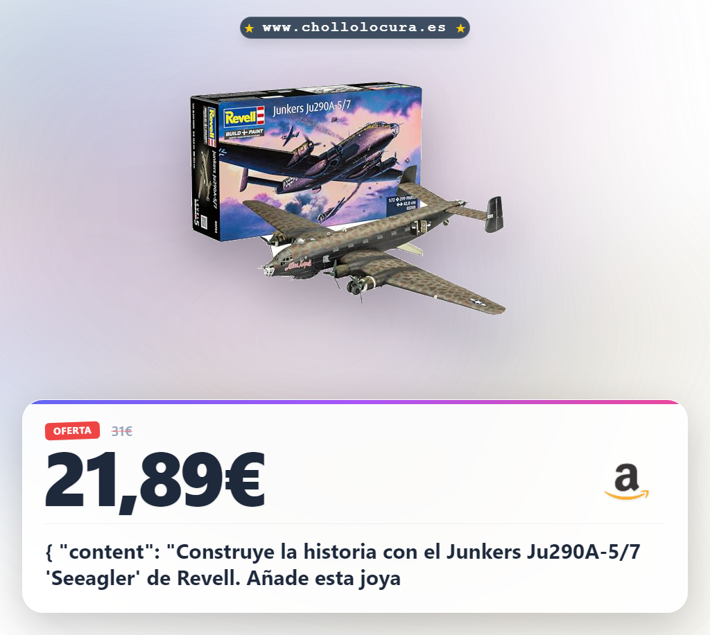 Descubre el modelo Revell Junkers Ju290A-5/7 "Seeagler" al mejor precio en oferta histórica