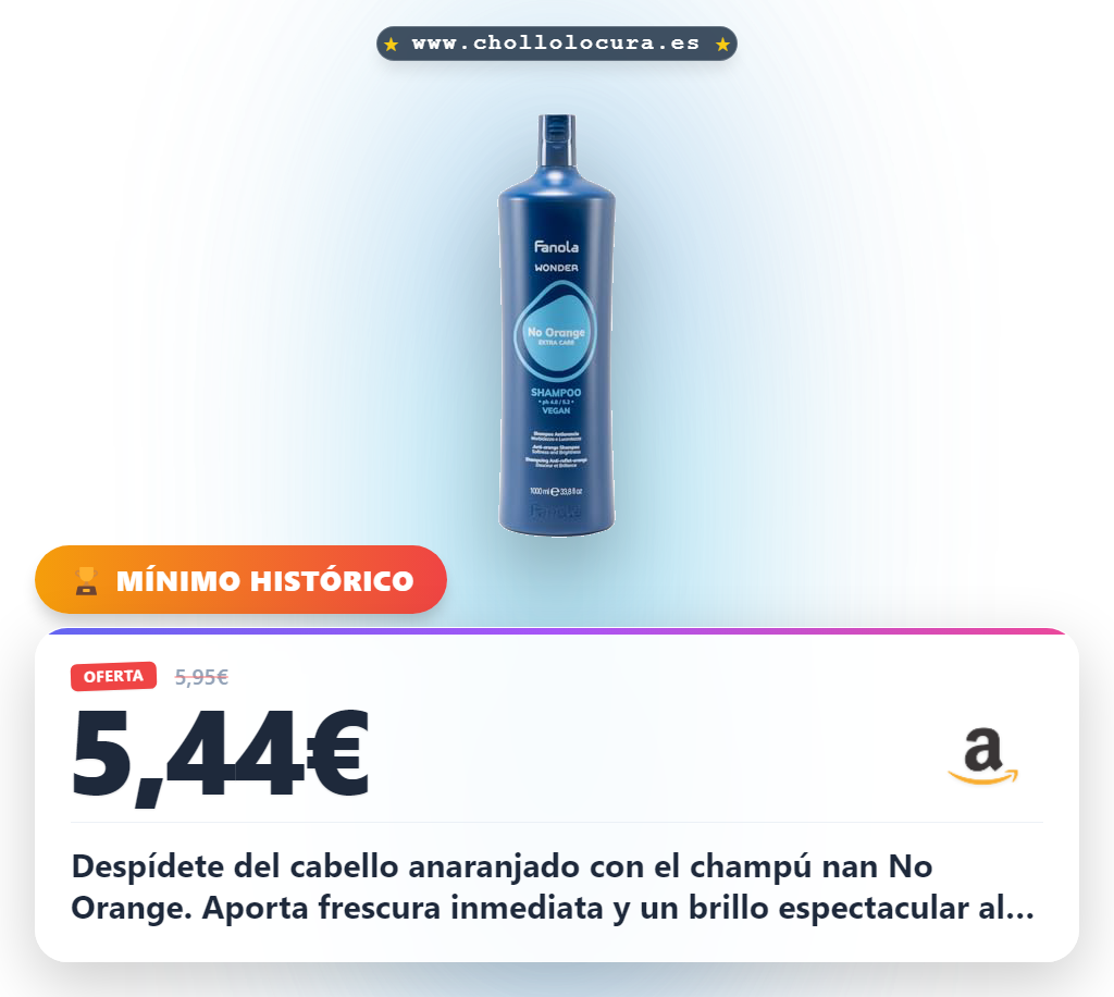 Aprovecha el champú Fanola Wonder NoOrange 1000 ml para un cabello sin anaranjado y frescura diaria