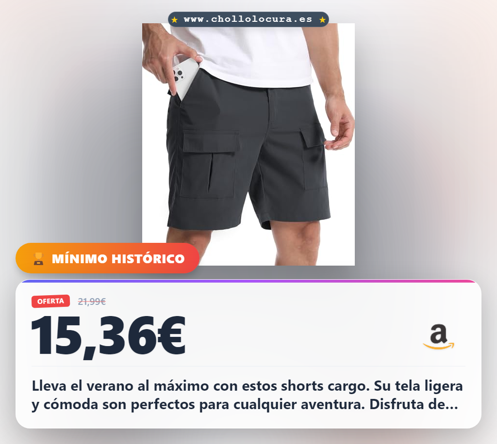 Aprovecha estos Pantalones Cortos Cargo para Hombre en oferta: comodidad y 6 bolsillos cargo