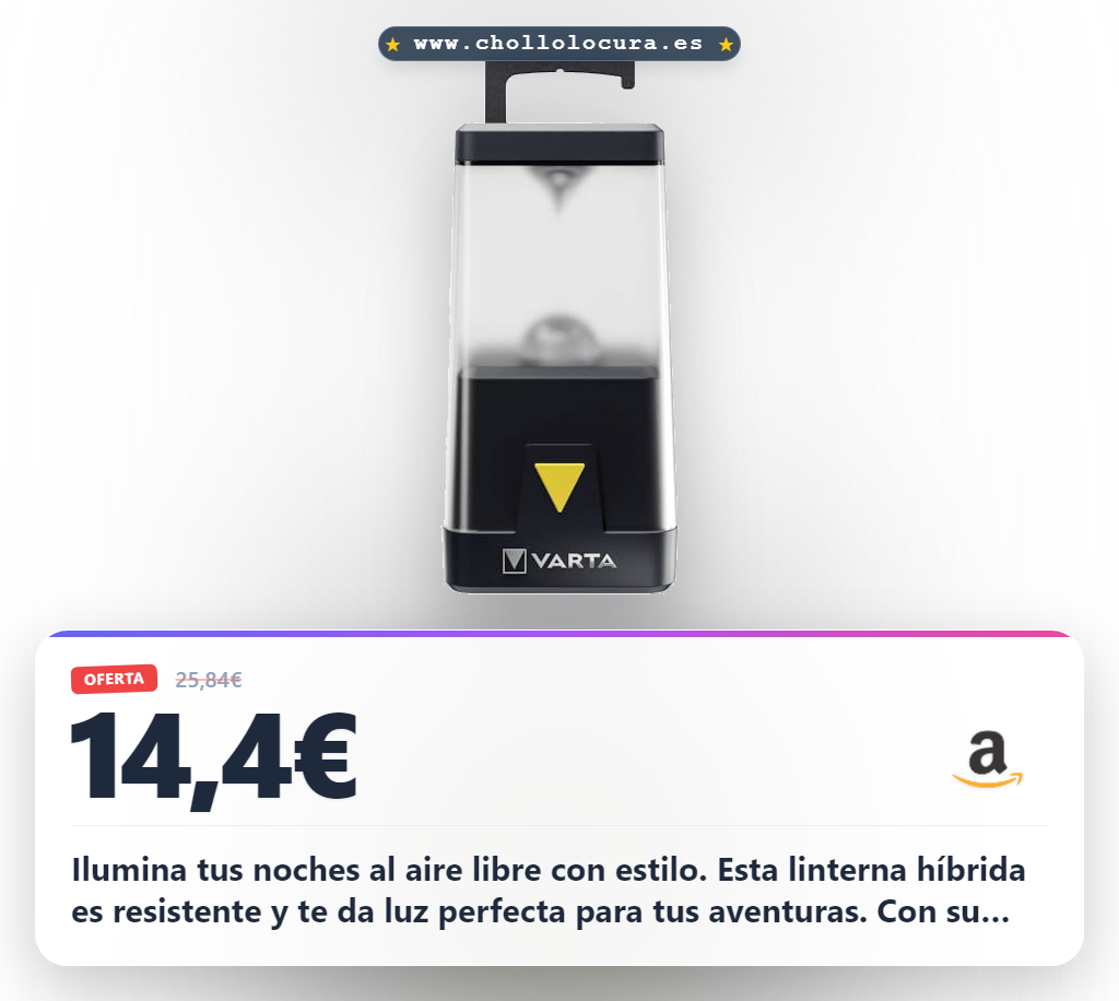 Aprovecha el farol de camping LED VARTA Ambiance Lantern L30RH 3000 mAh. Disfruta de la luz exterior potente.