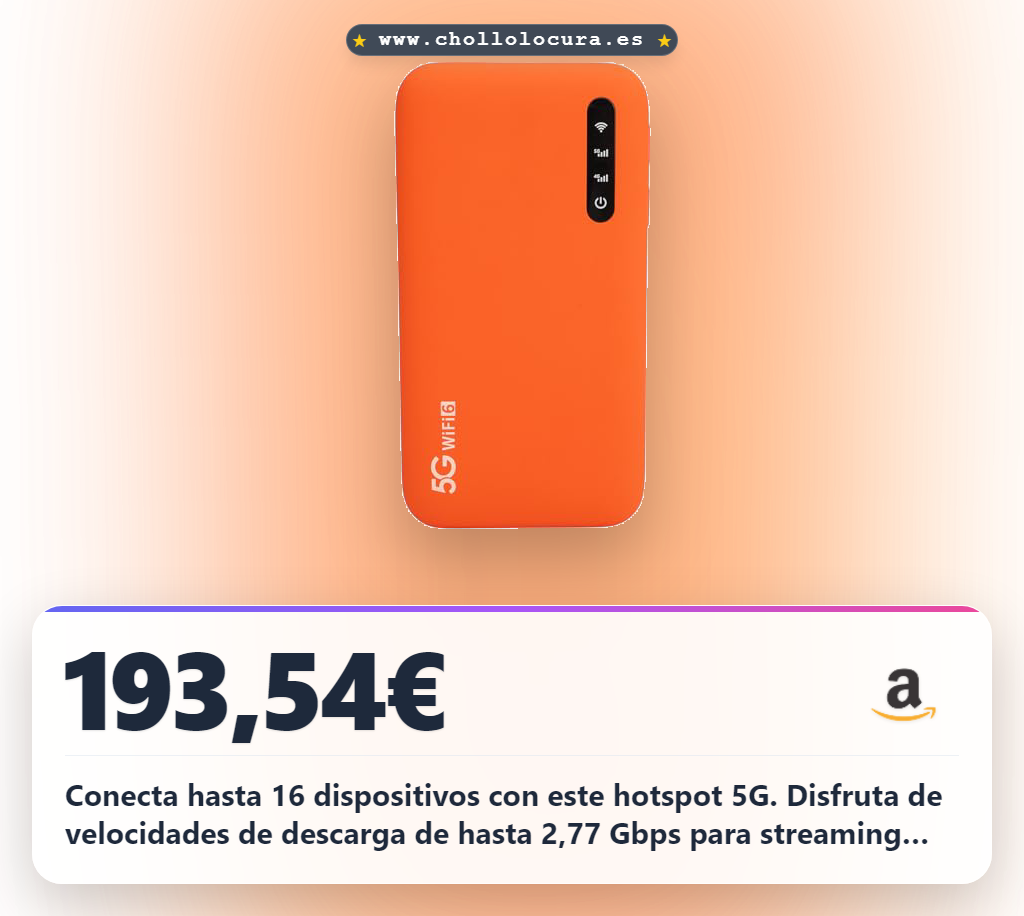 Consigue este hotspot 5G WiFi6 de doble banda para 16 dispositivos y batería de larga duración en oferta