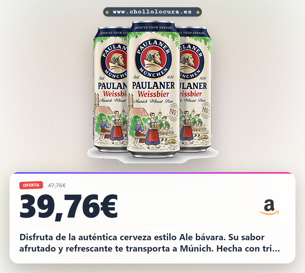 Aprovecha la Cerveza Trigo Paulaner Lata 50cl en oferta: sabor afrutado y estilo alemán auténtico