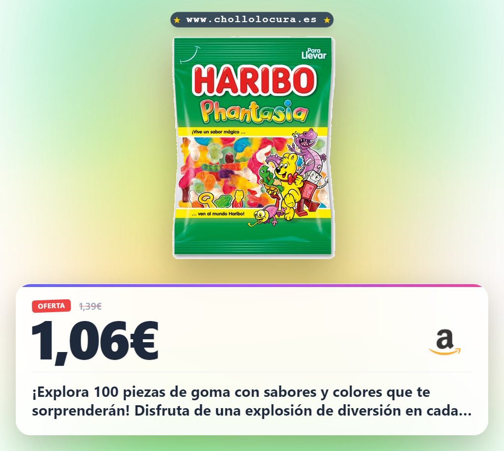 Aprovecha este pack de 100 caramelos de goma HARIBO Phantasia con sabores y colores en oferta histórica