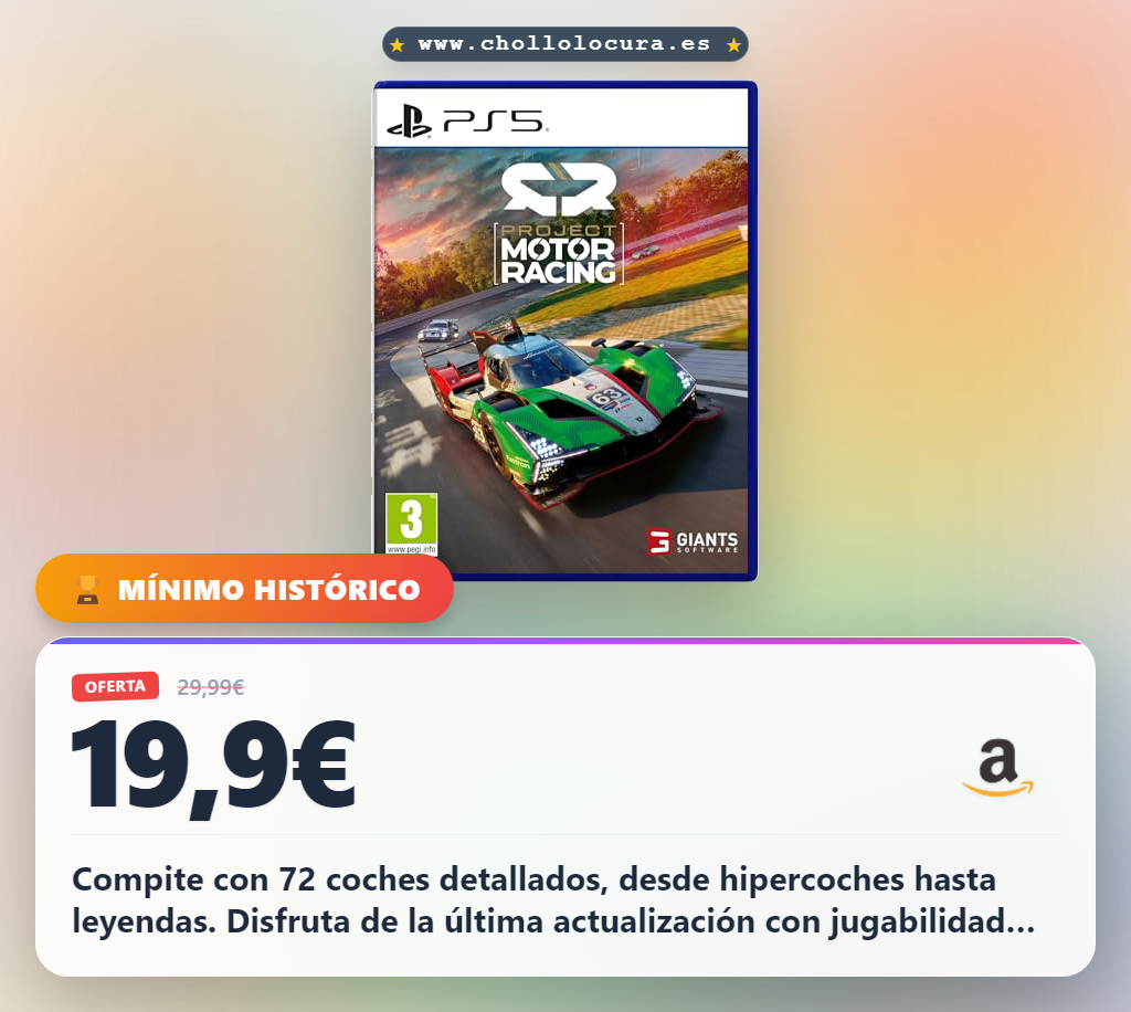 Aprovecha Project Motor Racing con 72 hipercoches y 28 circuitos escaneados al mejor precio de chollo