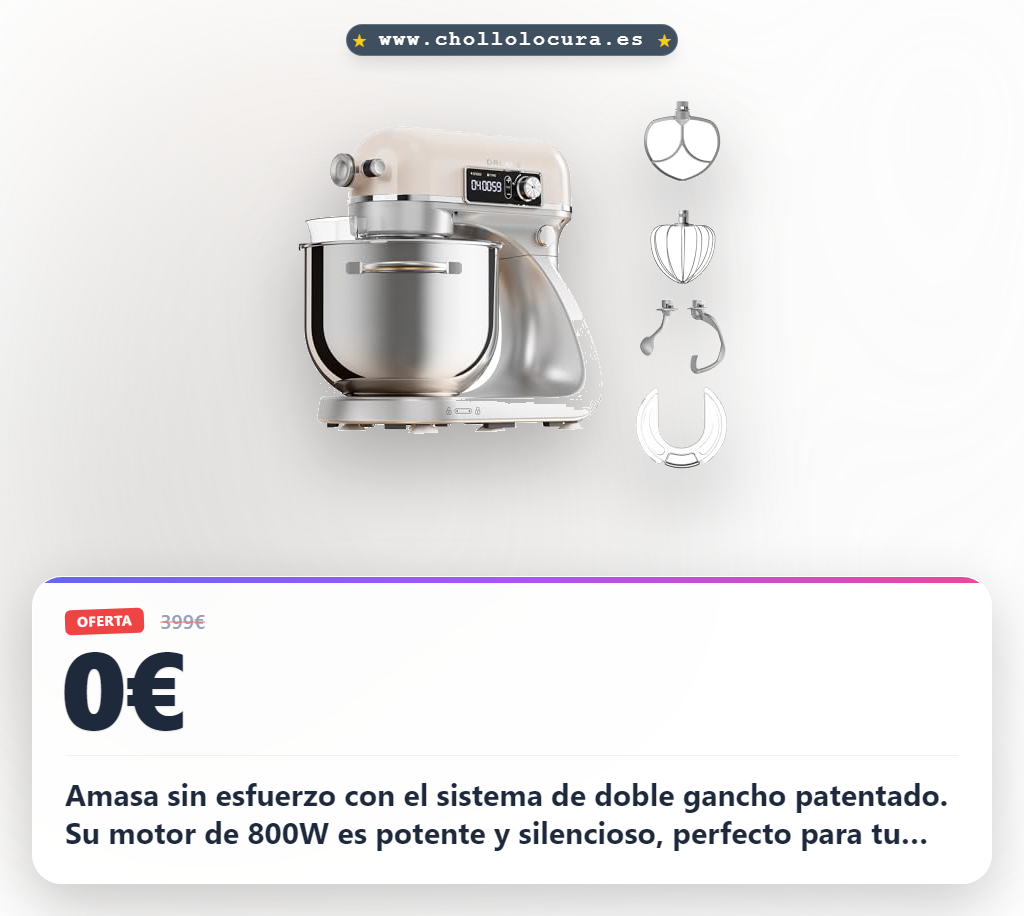 Consigue la batidora DREAME BioKnead 800W con doble gancho y 12 velocidades. Aprovecha la potencia y el silencio.