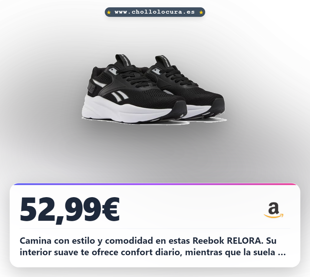 Descubre las Reebok RELORA Zapatillas Deportivas para Hombre: comodidad y estilo en negro al mejor precio