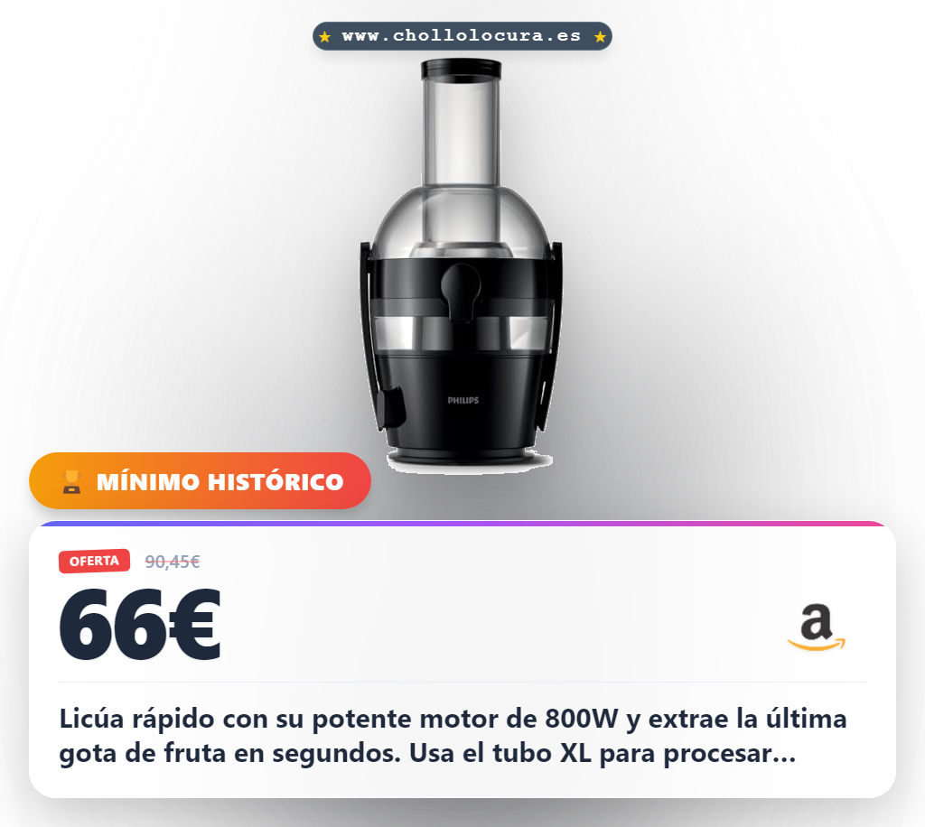 Llévate la licuadora Philips Viva Collection de 800W con QuickClean al mejor precio. Haz tu zumo fresco y fácil de limpiar.