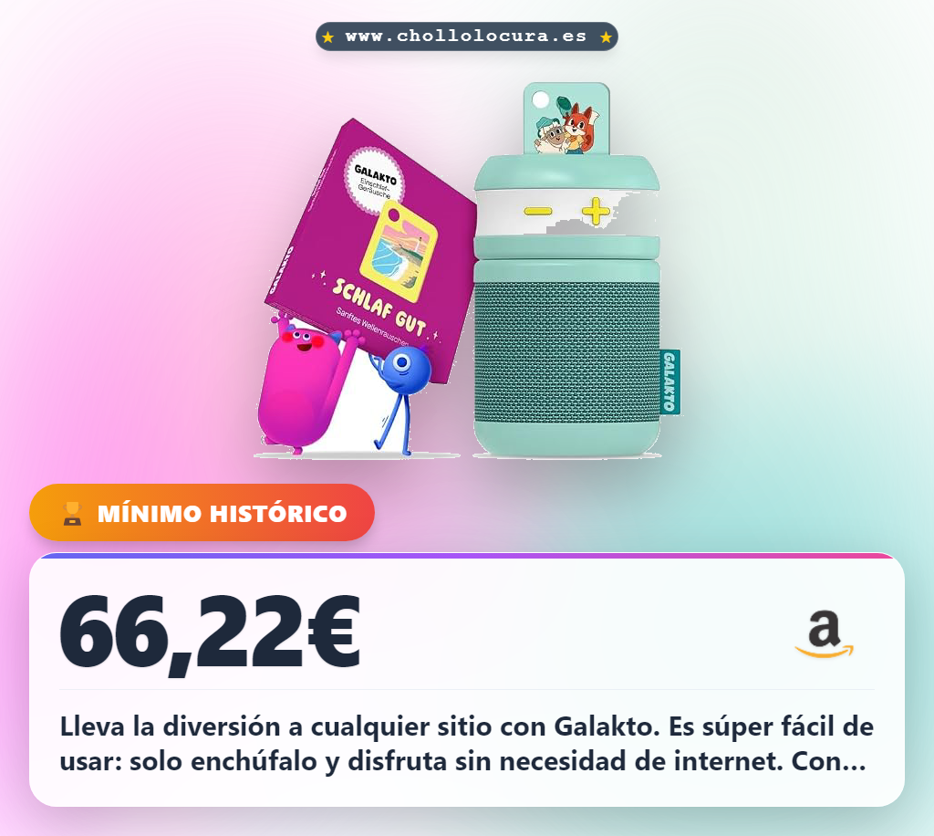 Aprovecha el reproductor Galakto para niños. Audio sin internet, 20 horas de batería y dos conectores. Ideal para casa y viaje.