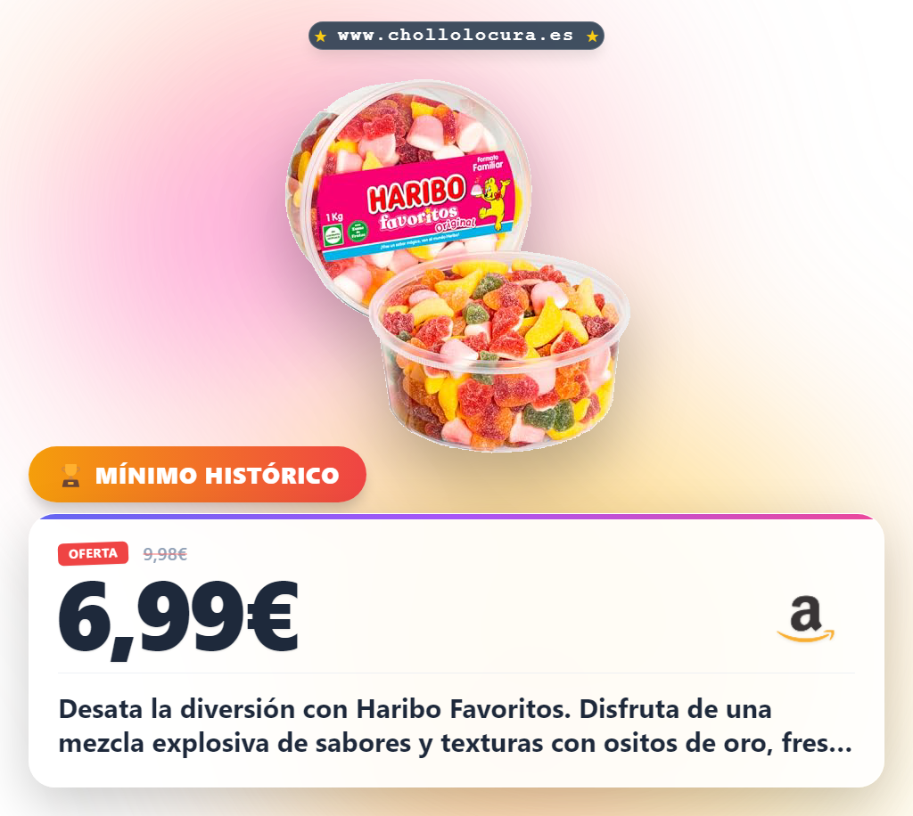 Aprovecha el mix de caramelos Haribo Favoritos 1Kg con todos los sabores de goma y texturas en oferta