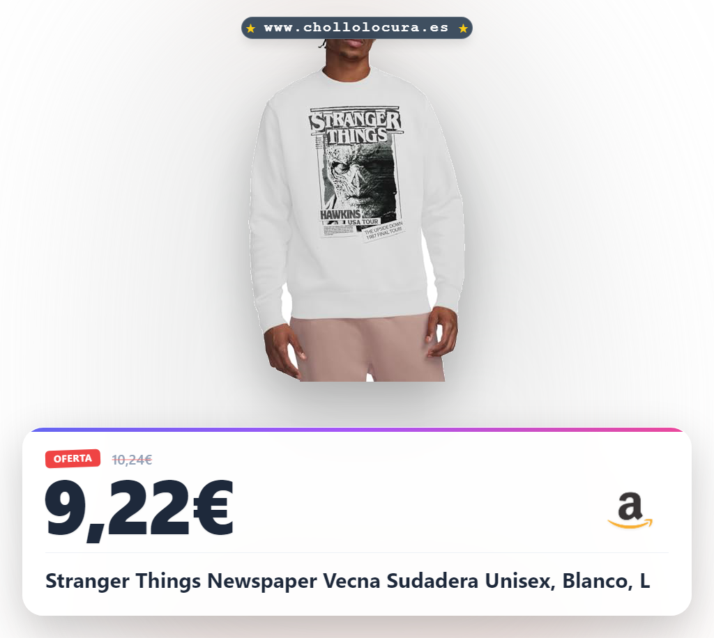 Stranger Things Newspaper Vecna Sudadera Unisex, Blanco, L
