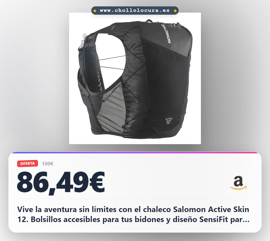 Aprovecha el chaleco de hidratación Salomon Active Skin para trail running y senderismo MTB con bidones incluidos