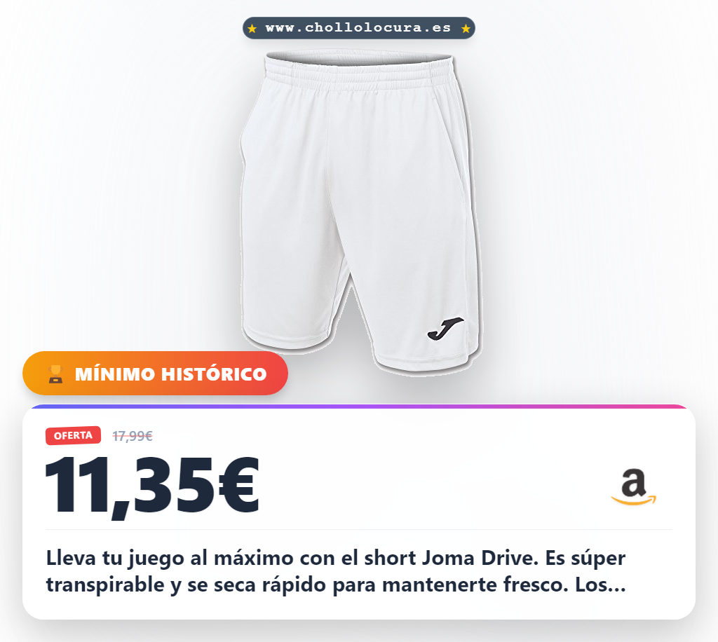 Aprovecha este short deportivo Joma transpirable con bolsillos y cordón ajustable al mejor precio