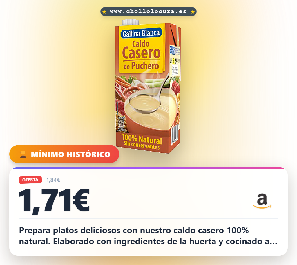 Aprovecha el Caldo Casero de Puchero 100% Natural con garbanzos y jamón en oferta histórica
