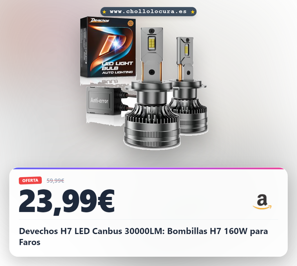 Devechos H7 LED Canbus 30000LM: Bombillas H7 160W para Faros