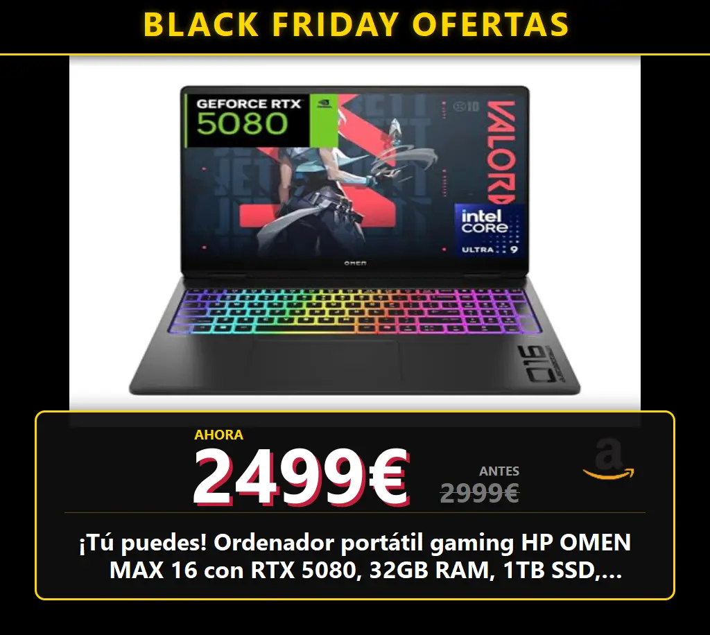 ¡Tú puedes! Ordenador portátil gaming HP OMEN MAX 16 con RTX 5080, 32GB RAM, 1TB SSD, procesador Intel Ultra 9 275HX, 240Hz, Windows 11, ¡Oferta!