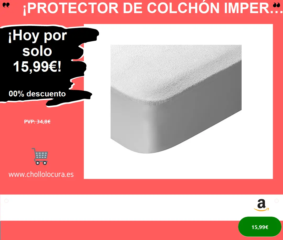 ¡Protector de colchón impermeable y transpirable en algodón rizo, 150x200cm!