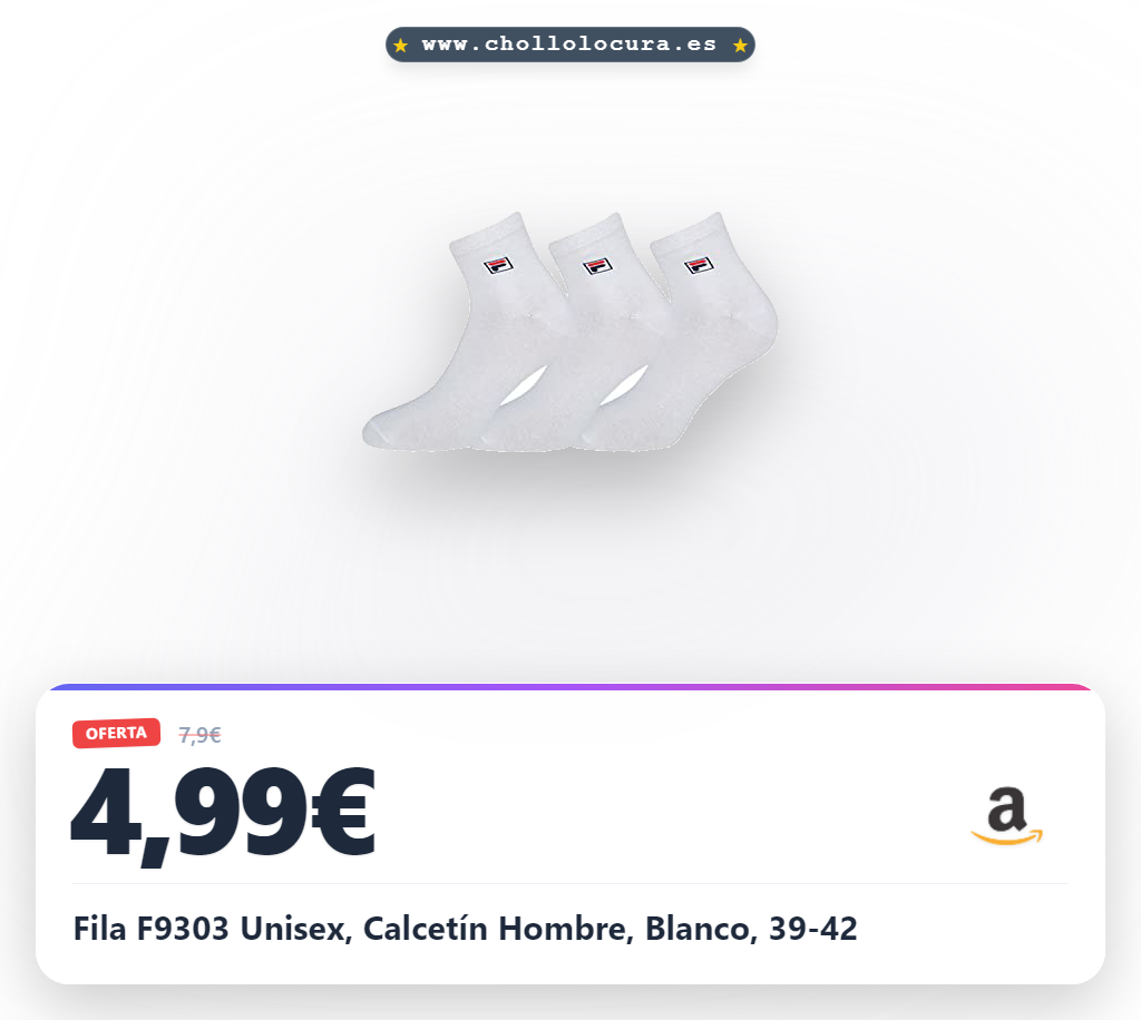 Aprovecha los calcetines Fila F9303 unisex blancos. Calidad premium en algodón y poliéster, duraderos y cómodos para todo el día