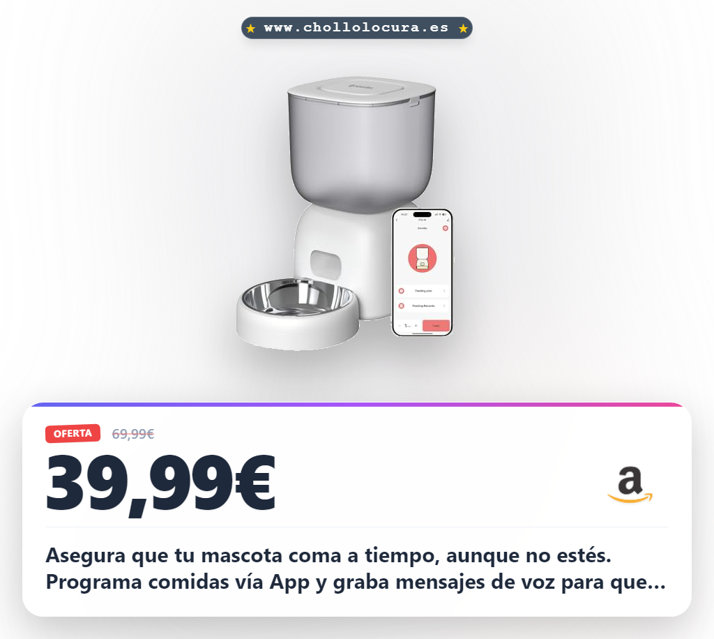 Encuentra el comedero automático NOERDEN para gatos y perros con WiFi, Acero Inoxidable y 4 comidas al día a precio de chollo