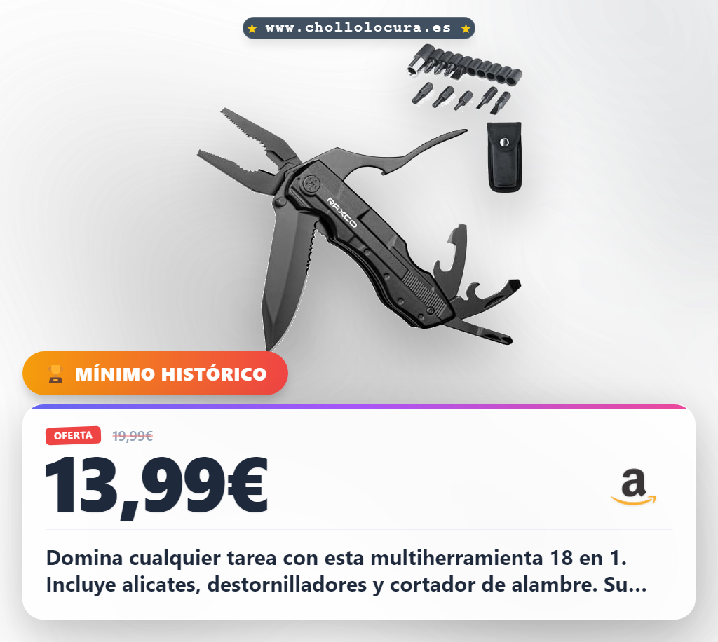 Aprovecha la navaja multiusos 18 en 1 RAXCO con alicates y destornilladores para acampar y bricolaje al mejor precio