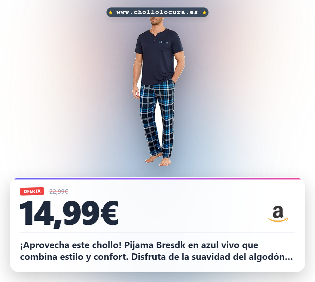 Ahorra en el Pijama de Algodón para Hombre Bresdk, manga corta y pantalón a cuadros en oferta