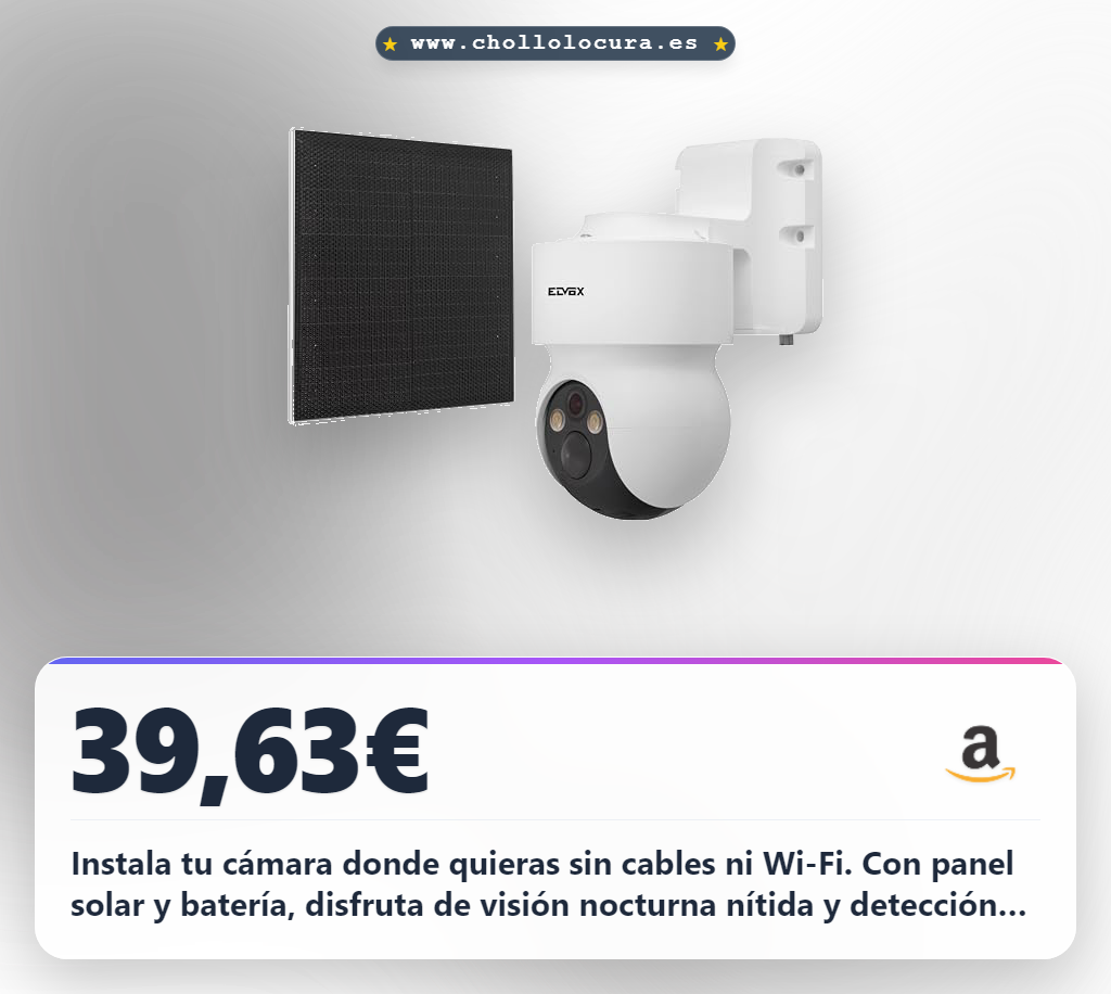 Compra la cámara de seguridad Vimar IP 4G con batería y panel solar a precio de chollo para exteriores