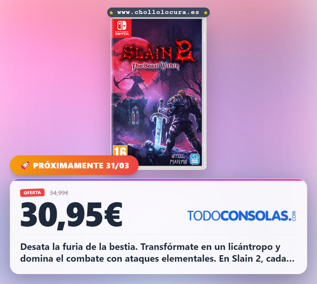 Compra Slain 2: The Beast Within para Nintendo Switch y vive la furia del licántropo al mejor precio
