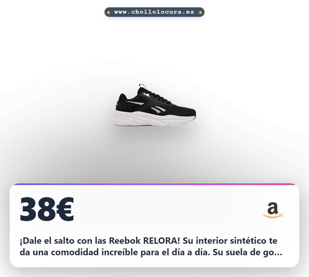 Aprovecha las zapatillas Reebok RELORA para hombre en negro. Consigue comodidad, suela duradera y ajuste perfecto en oferta.
