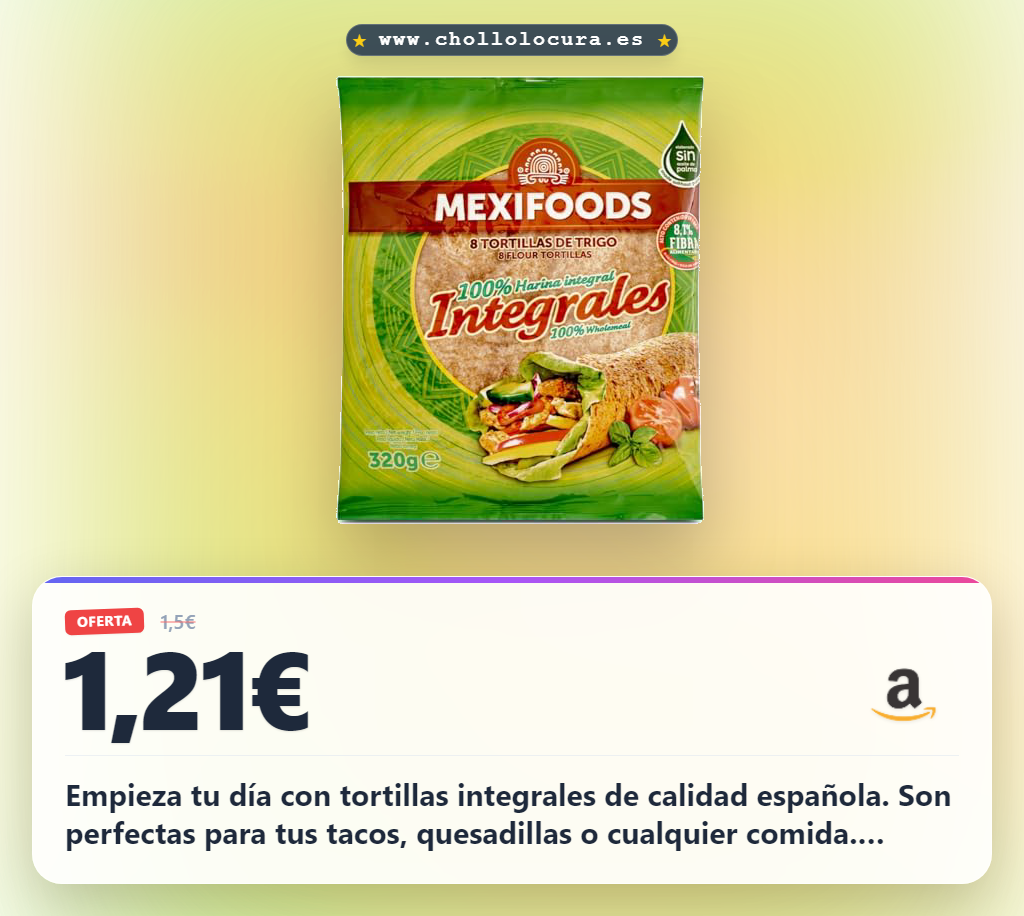 Aprovecha las tortillas de trigo integral MAX FOODS 8 piezas 320g. Calidad española y auténtica comida mexicana al mejor precio
