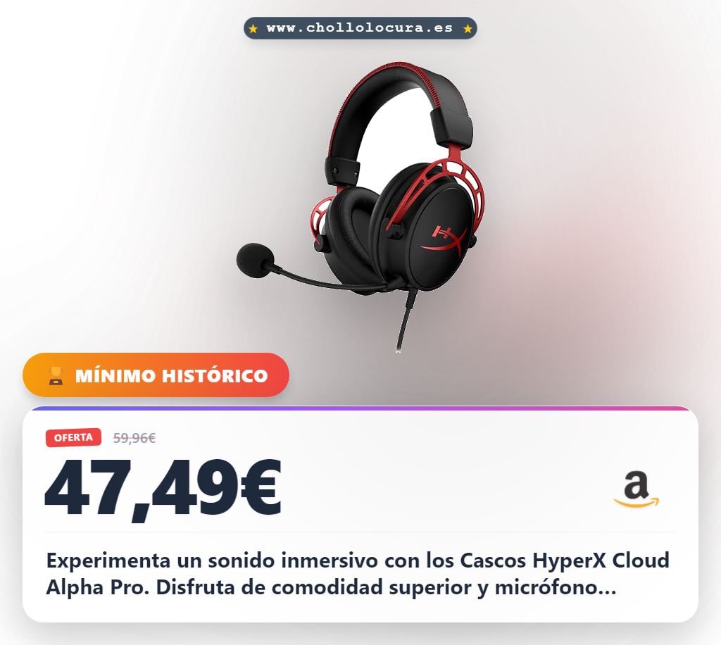 Aprovecha los Cascos HyperX Cloud Alpha Pro con micrófono antirruido y compatibilidad PS5 Xbox al mejor precio