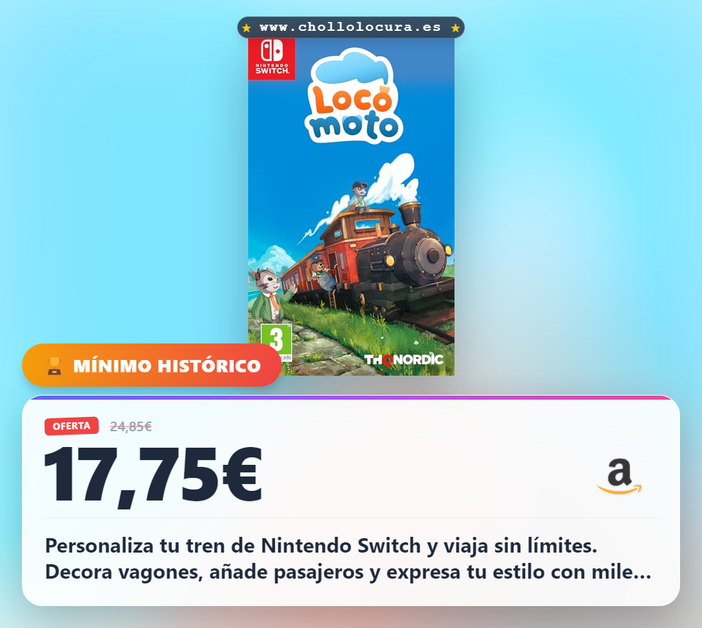Descubre el Locomoto Switch para Nintendo con 70% dto. Personaliza vagones y personajes únicos a precio de chollo