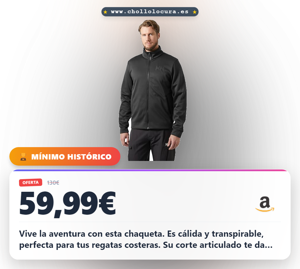 Consigue la chaqueta de forro polar Helly Hansen para regatas costeras y navegación. Cálida, ligera y transpirable a precio de chollo.