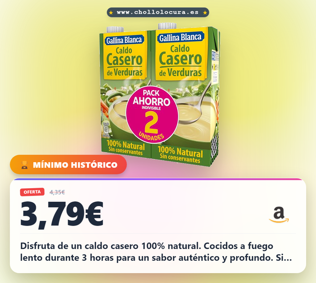 Aprovecha este caldo casero de verduras 100% natural sin gluten y bajo en grasa al mejor precio