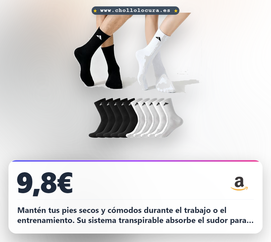 Aprovecha los 10 pares de calcetines largos de tripulación para hombre. Acolchados, transpirables y duraderos para trabajo y deporte