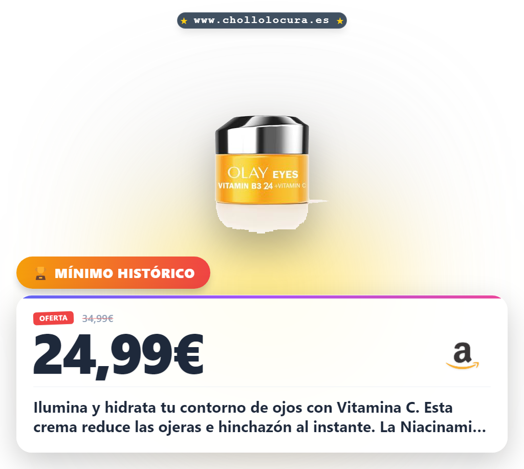 Aprovecha la crema contorno de ojos Olay Vitamina C con Niacinamida para reducir ojeras y ojos hinchados