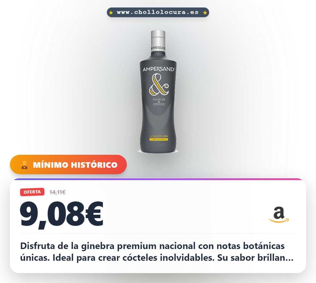 Aprovecha esta Ginebra premium Nacional London Dry Gin de 700ml con notas botánicas en oferta
