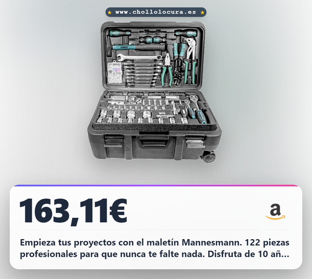 Encuentra el Maletín de Herramientas Mannesmann M29070: 122 piezas en oferta imperdible. Calidad garantizada.