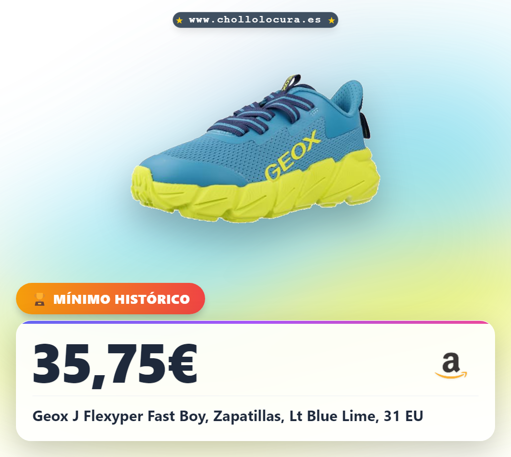 Obtén las zapatillas Geox J Flexyper Fast Boy Lt Blue Lime con máxima impermeabilidad y ligereza al mejor precio.
