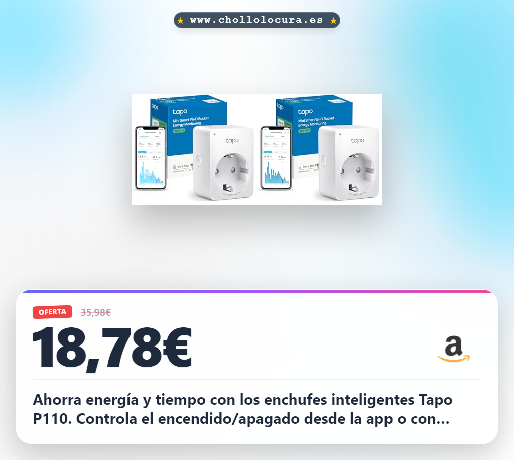 Aprovecha el paquete de 2 enchufes inteligentes TP-Link Tapo P110 con monitoreo energético y control por voz