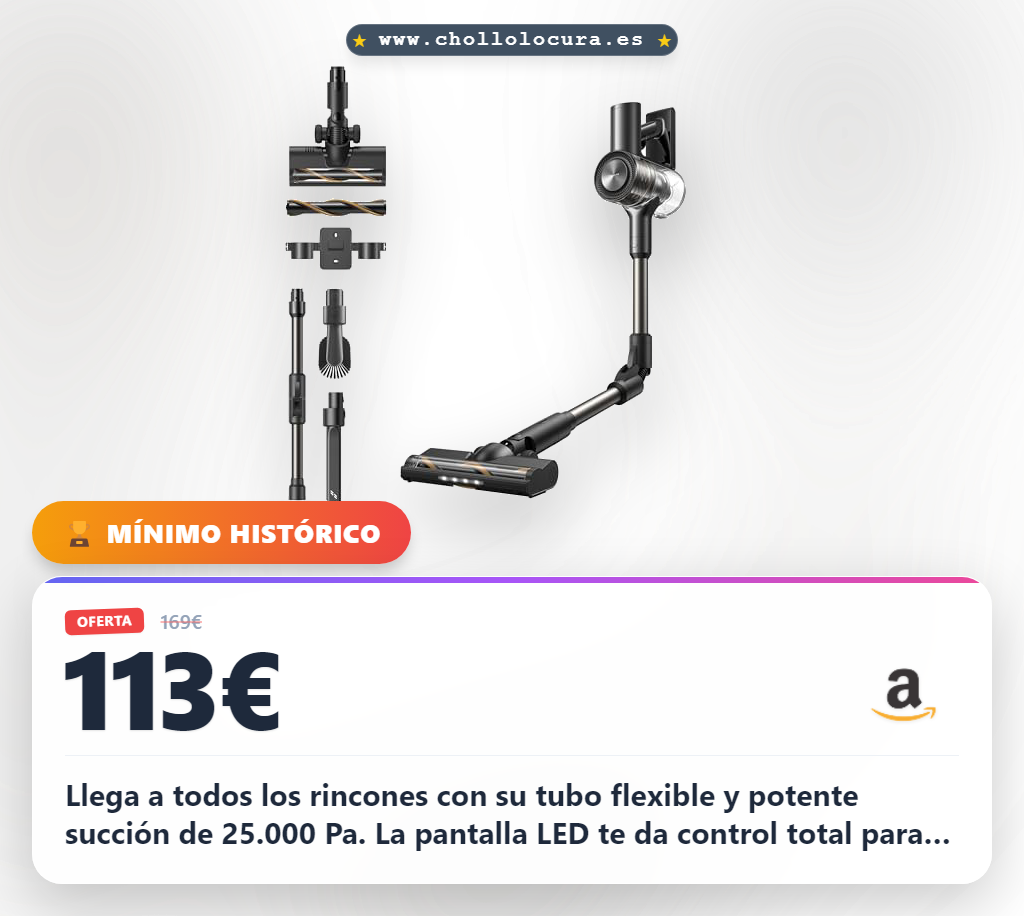 Aprovecha la aspiradora sin cable DREAME R10s Lite-A con succión de 25000 Pa y pantalla LED en oferta histórica