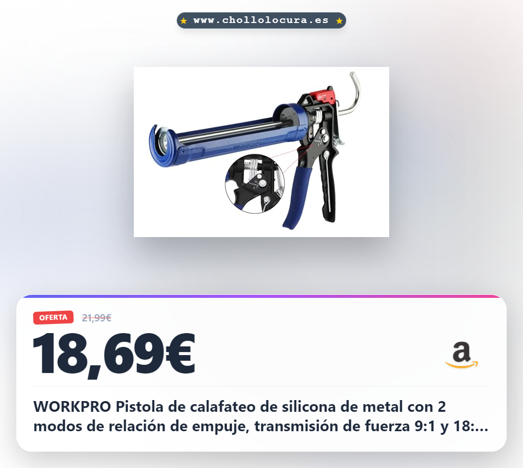 WORKPRO Pistola de calafateo de silicona de metal con 2 modos de relación de empuje, transmisión de fuerza 9:1 y 18:1, pistola de cartucho para cartuchos de silicona y adhesivo de 295 ml