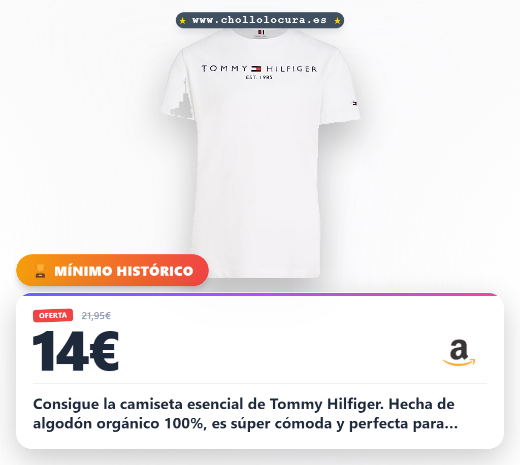 Aprovecha esta camiseta Tommy Hilfiger infantil de algodón orgánico en oferta histórica