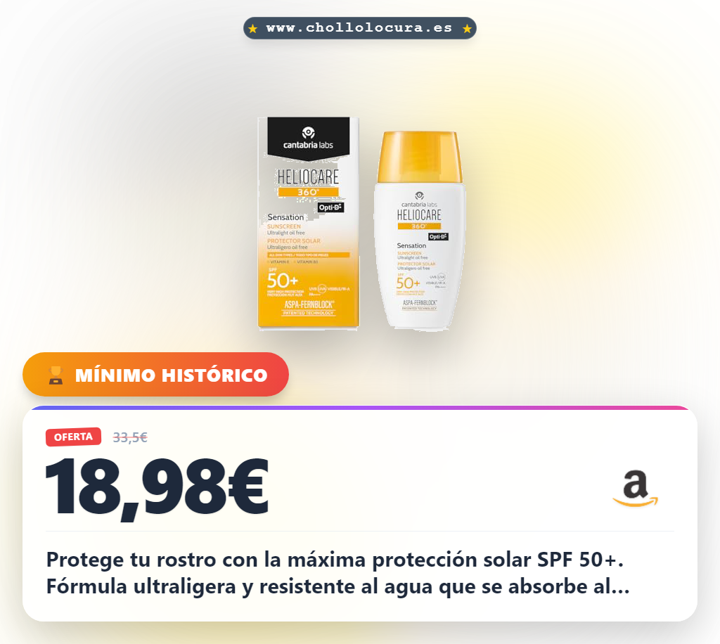 Consigue Heliocare 360 Sensation SPF 50+ protección solar facial ultra ligera y resistente al agua en oferta