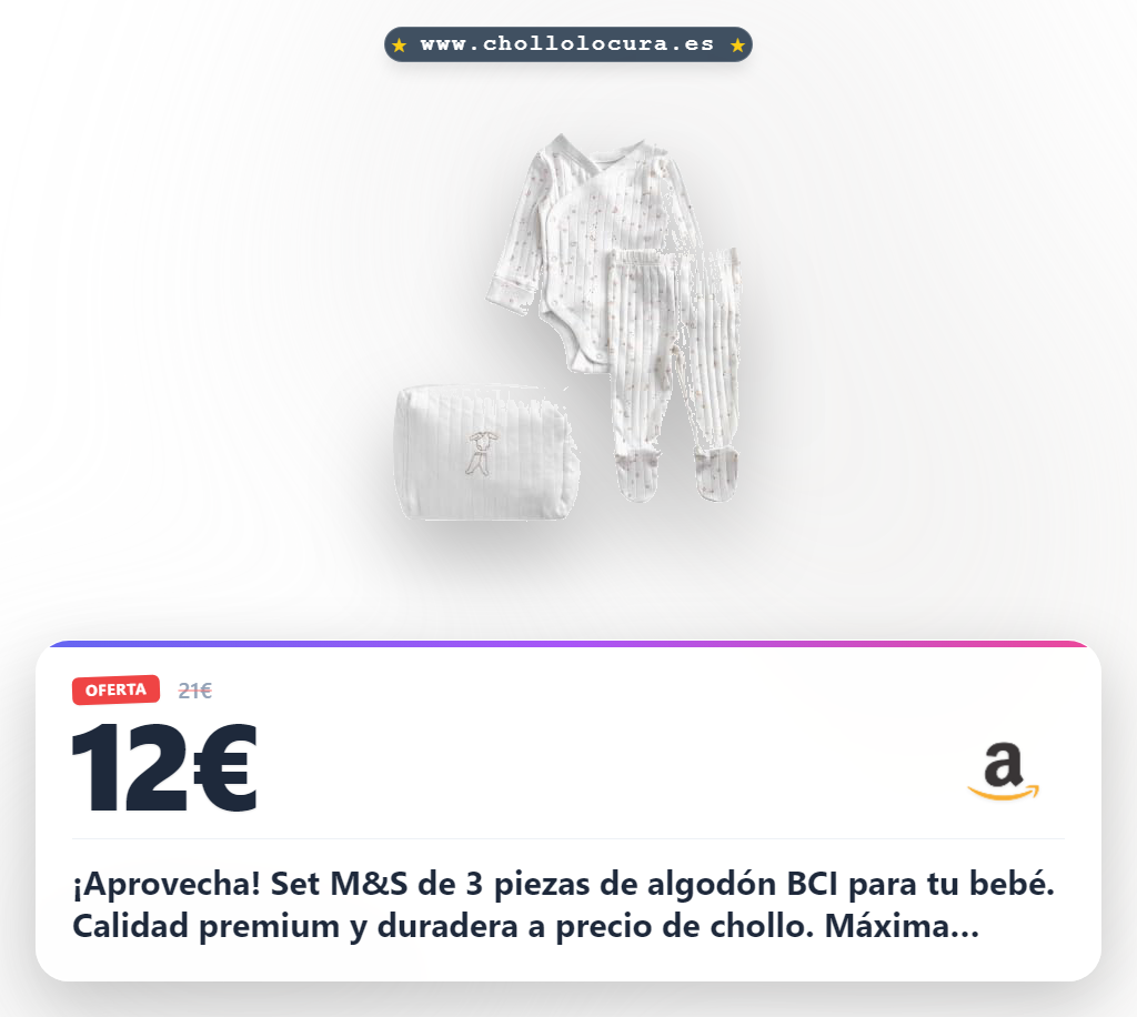 Consigue el conjunto de 3 piezas de algodón M&S para bebé blanco (0-6 meses) en oferta histórica